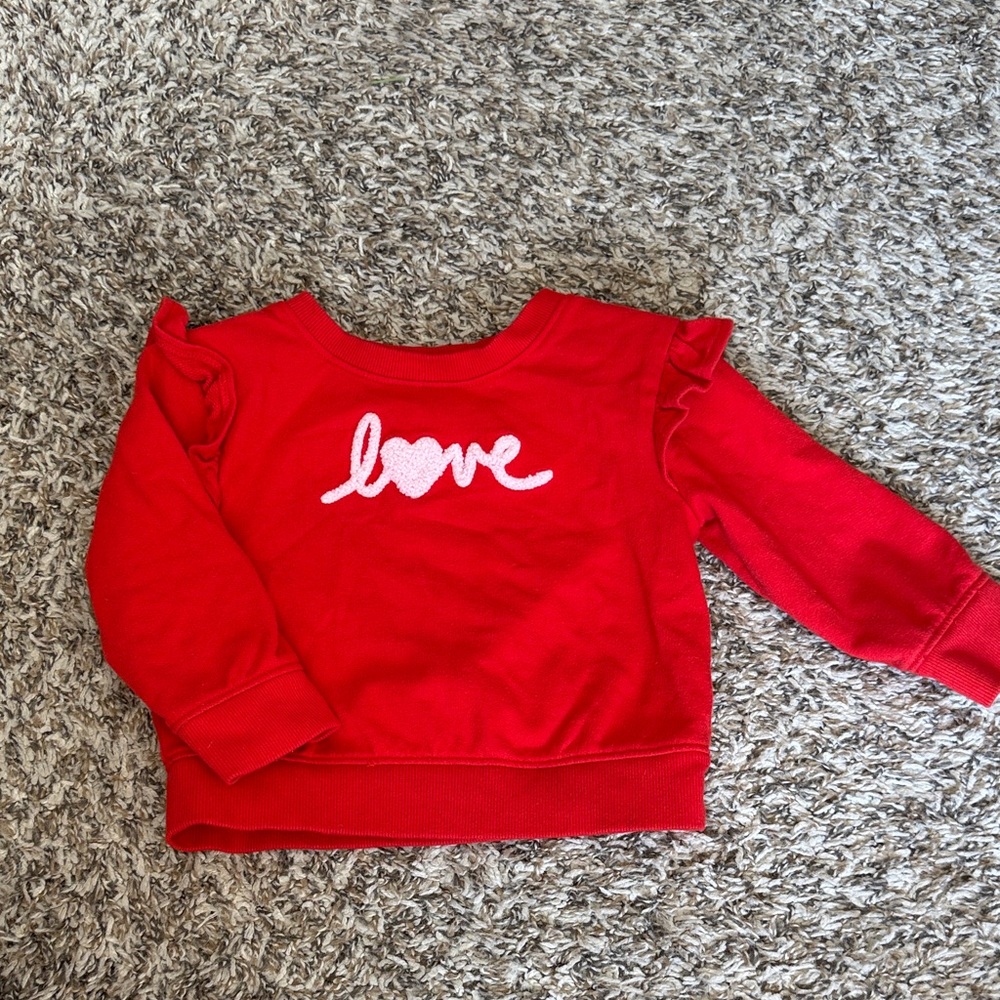 Cat & Jack Red Sweatshirt with Love Motif/Crochette